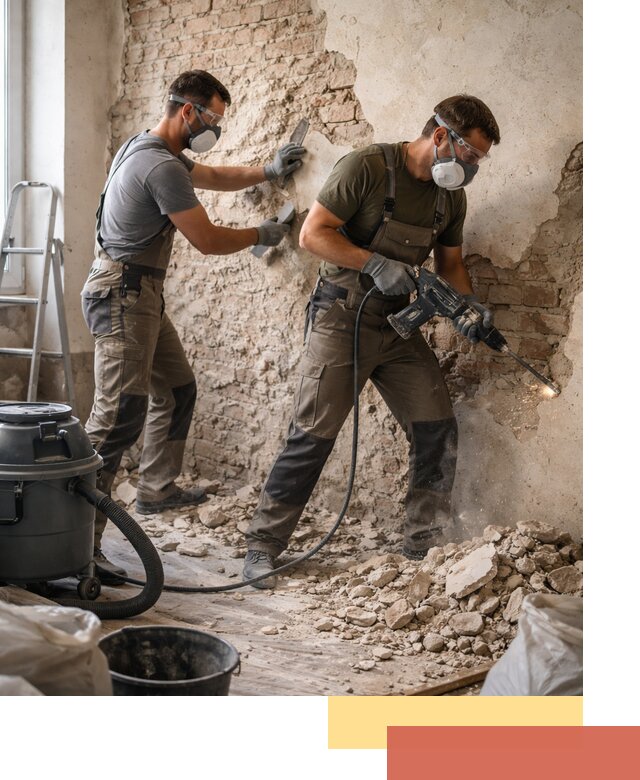 Демонтаж штукатурки со стен в Кизляре быстро и аккуратно