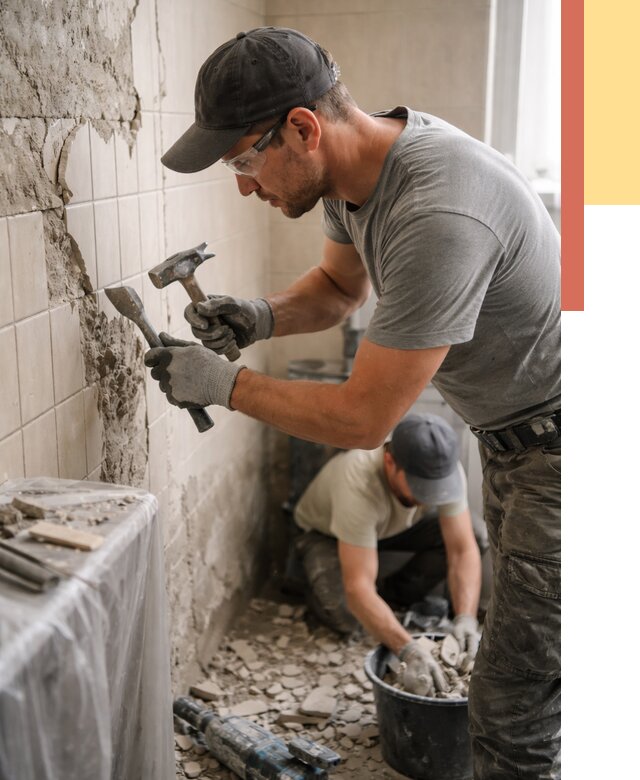 Демонтаж плитки со стен в Кизляре от 864 руб. — быстро и недорого | ОТДЕЛОЧНИК-Кзр