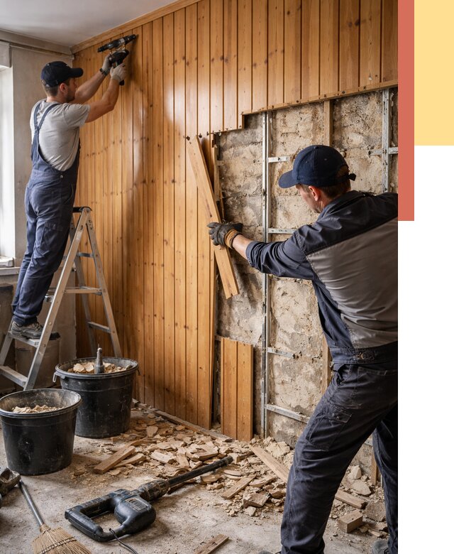 Демонтаж вагонки со стен в Кизляре от 1473 руб. — снятие, удаление, срочно | ОТДЕЛОЧНИК-Кзр