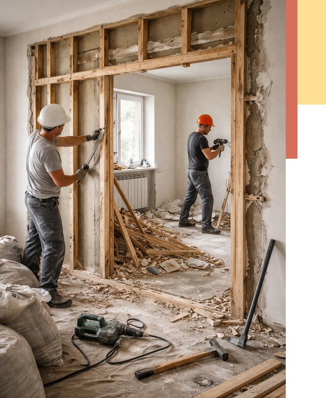 Демонтаж деревянных перегородок в Кизляре от 3252 руб. — быстро и недорого | ОТДЕЛОЧНИК-Кзр