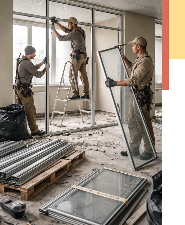 Демонтаж алюминиевых перегородок в Кизляре от 4268 руб. — быстро и недорого | ОТДЕЛОЧНИК-Кзр