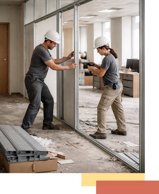 Демонтаж алюминиевых перегородок в Кизляре быстро и аккуратно