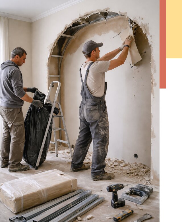 Демонтаж арки из гипсокартона в Кизляре от 3556 руб. — услуги под ключ | ОТДЕЛОЧНИК-Кзр