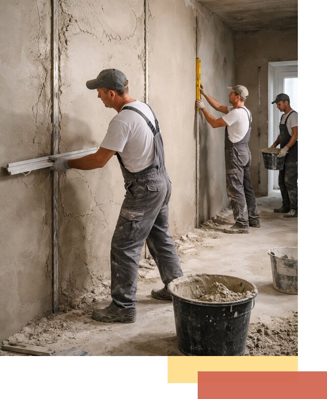 Штукатурка стен по маякам в Кизляре — точная и ровная поверхность