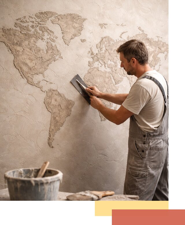 Декоративная штукатурка «Карта мира» под ключ в Кизляре