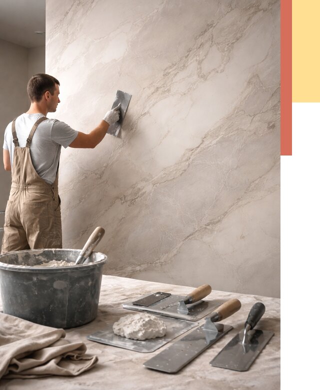 Декоративная штукатурка под мрамор в Кизляре от 2845 руб./м² — быстро и недорого | ОТДЕЛОЧНИК-Кзр