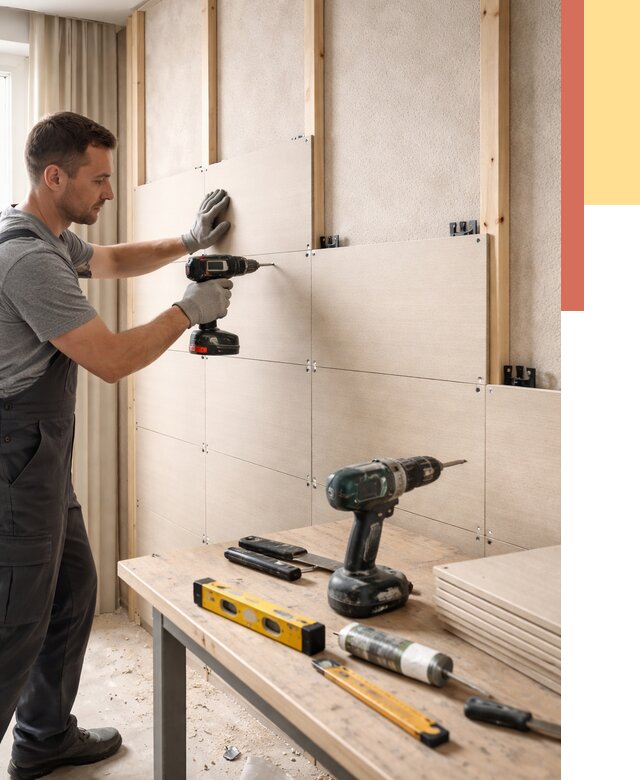 Монтаж МДФ панелей на стены в Кизляре от 1270 руб. под ключ | ОТДЕЛОЧНИК-Кзр