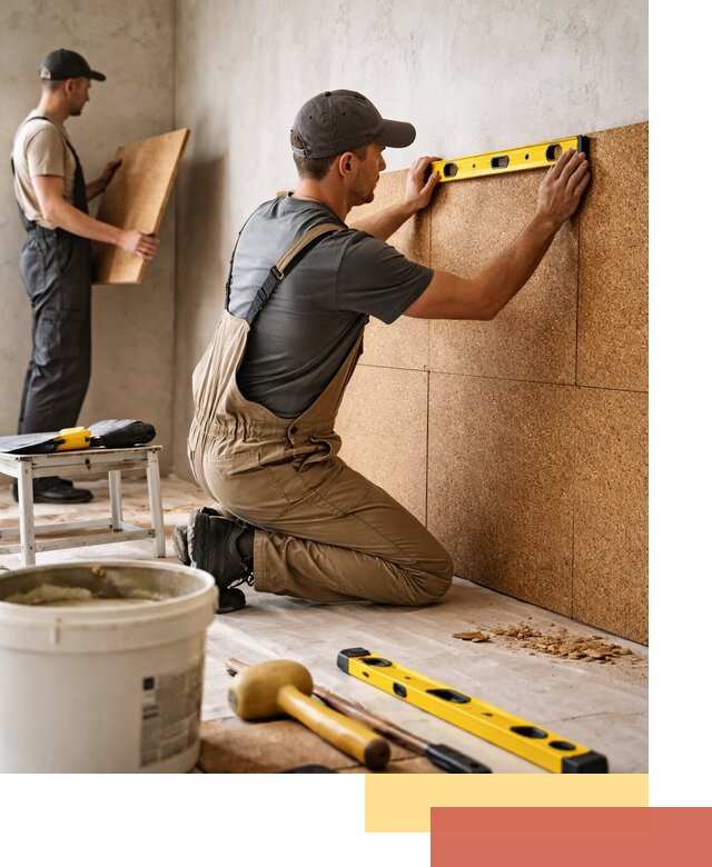 Монтаж пробковых панелей на стены в Кизляре быстро и качественно