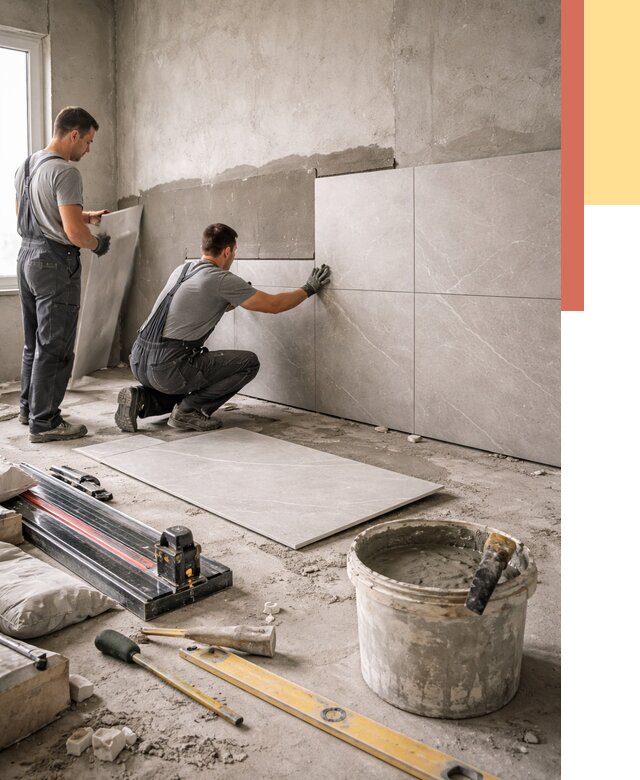 Облицовка стен керамогранитом в Кизляре от 4268 руб./м² — услуги под ключ | ОТДЕЛОЧНИК-Кзр