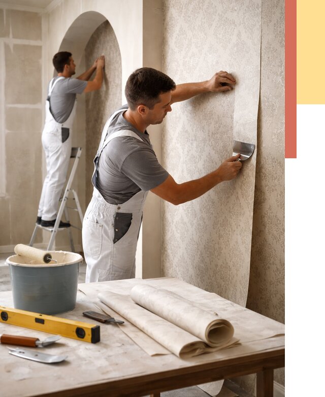 Поклейка обоев на сложные стены в Кизляре от 2845 руб. под ключ | ОТДЕЛОЧНИК-Кзр