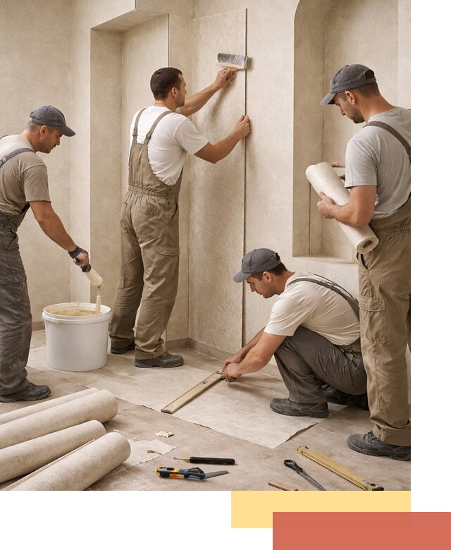 Поклейка обоев на сложные стены и неровные поверхности в Кизляре