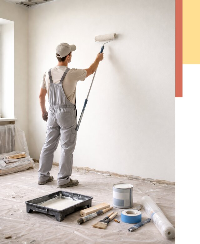 Покраска стен водоэмульсионной краской в Кизляре от 457 руб. за м² | ОТДЕЛОЧНИК-Кзр