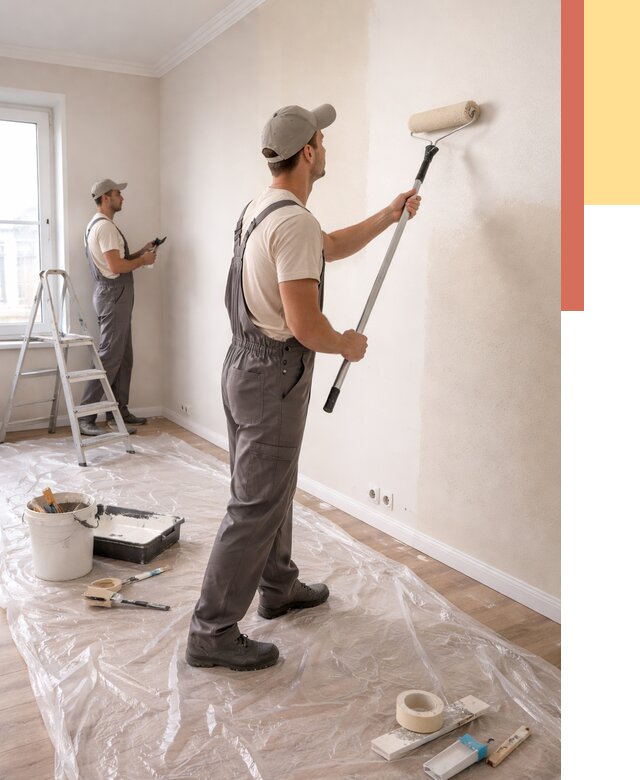 Покраска стен акриловой краской в Кизляре от 3556 руб./м² — быстро и недорого | ОТДЕЛОЧНИК-Кзр