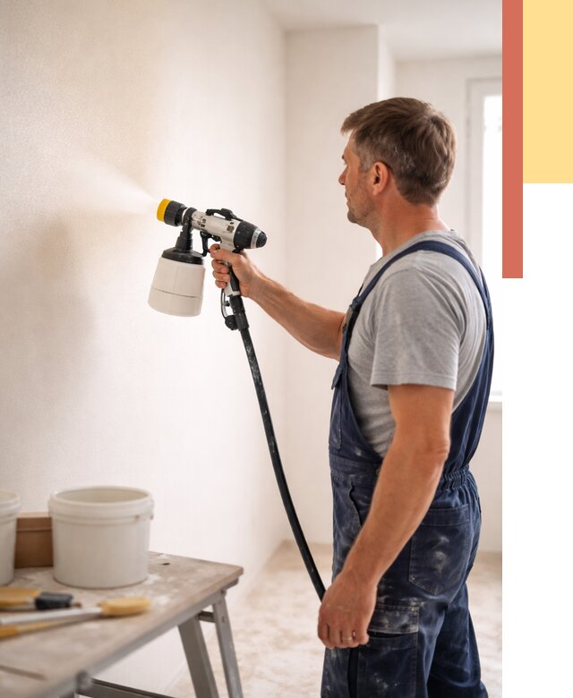 Покраска стен краскопультом в Кизляре от 7621 руб. — механизированная покраска | ОТДЕЛОЧНИК-Кзр