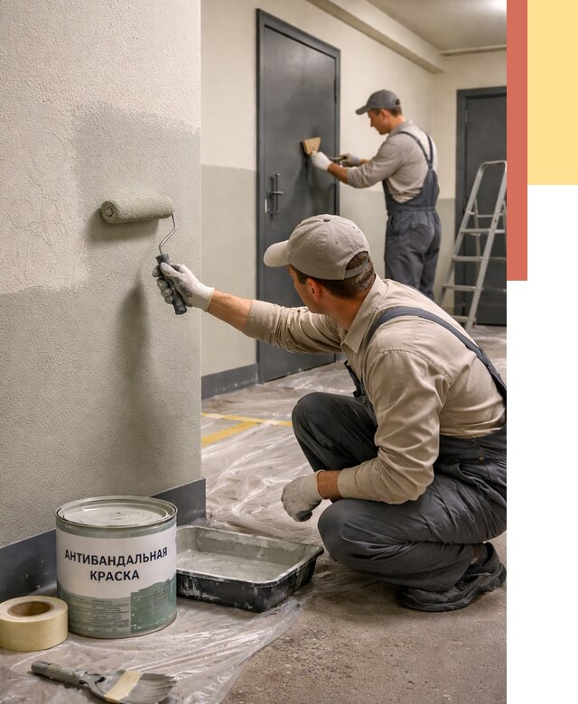 Покраска стен антивандальной краской в Кизляре от 4572 руб./м² под ключ | ОТДЕЛОЧНИК-Кзр