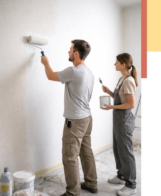 Окраска стен по стеклохолсту в Кизляре от 4572 руб/м² под ключ | ОТДЕЛОЧНИК-Кзр