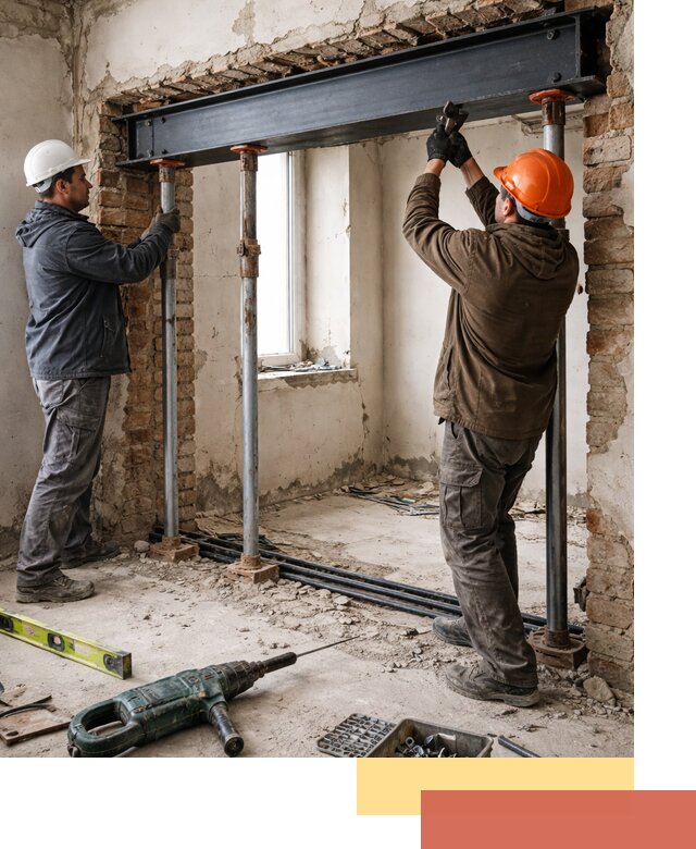 Усиление проема в стене в Кизляре для расширения и безопасности