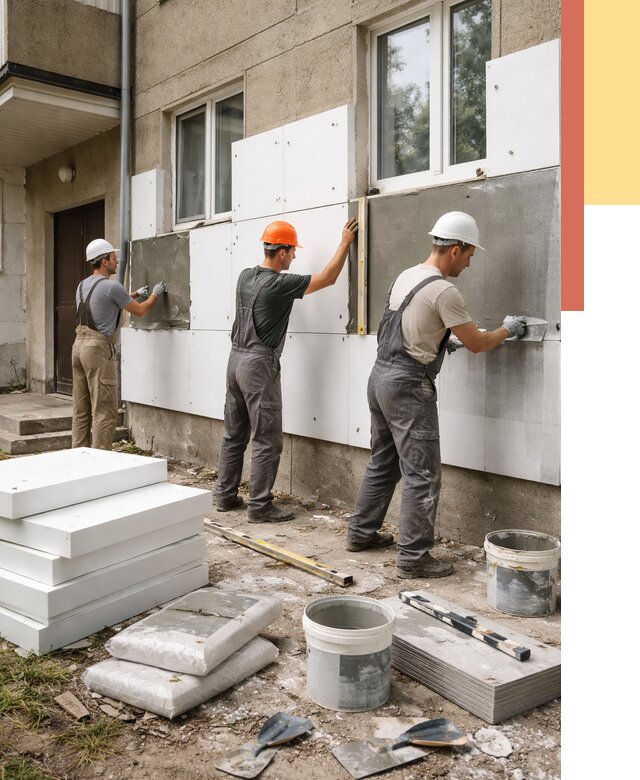 Утепление стен пенопластом в Кизляре от 1778 руб. — недорого и под ключ | ОТДЕЛОЧНИК-Кзр