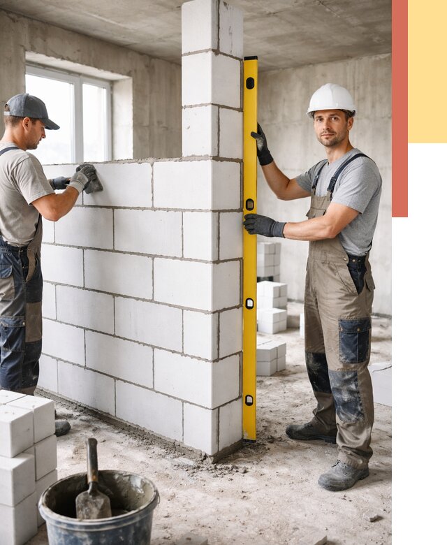 Кладка перегородок из пеноблока в Кизляре от 1829 руб. под ключ | ОТДЕЛОЧНИК-Кзр