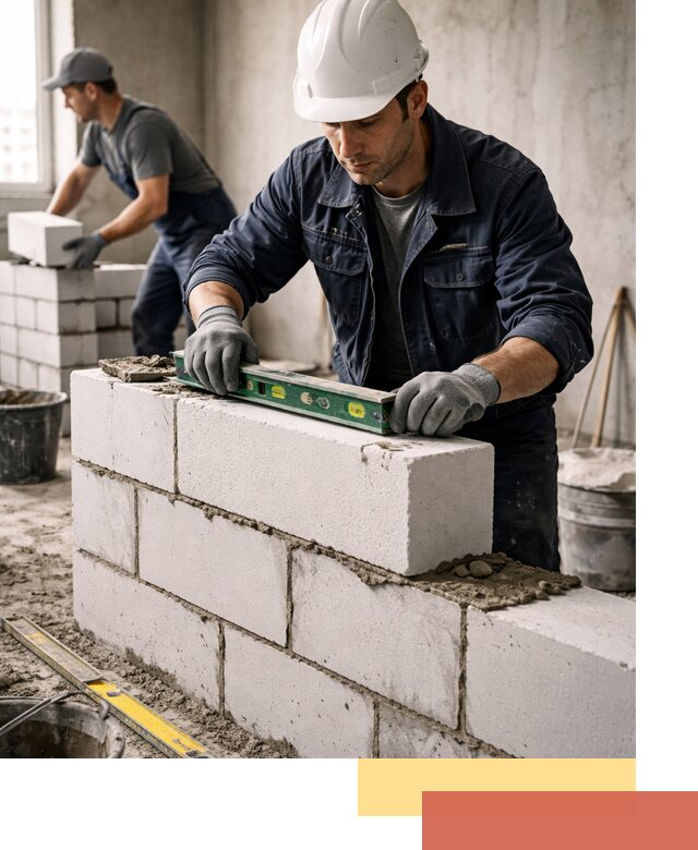 Кладка перегородок из пеноблока под ключ в Кизляре