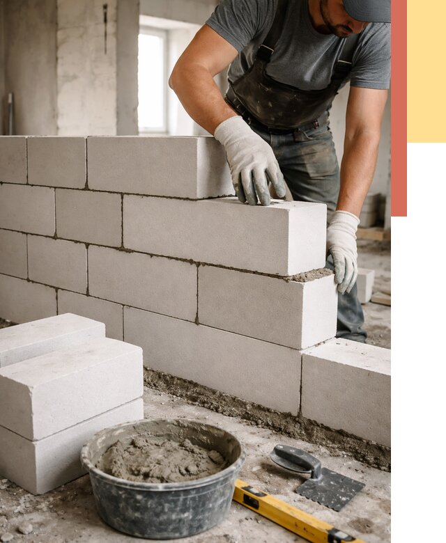 Кладка перегородок из силикатного блока в Кизляре от 4064 руб. под ключ | ОТДЕЛОЧНИК-Кзр