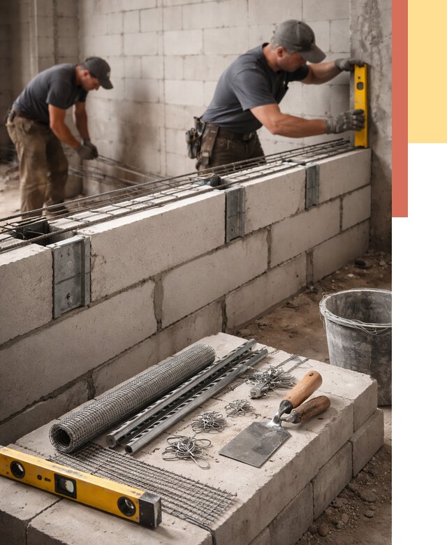 Армирование кладки перегородок в Кизляре от 762 руб. под ключ | ОТДЕЛОЧНИК-Кзр