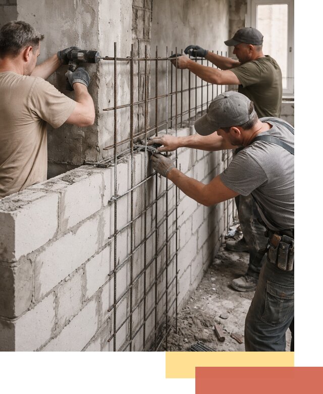 Армирование кладки перегородок в Кизляре профессионально и надёжно