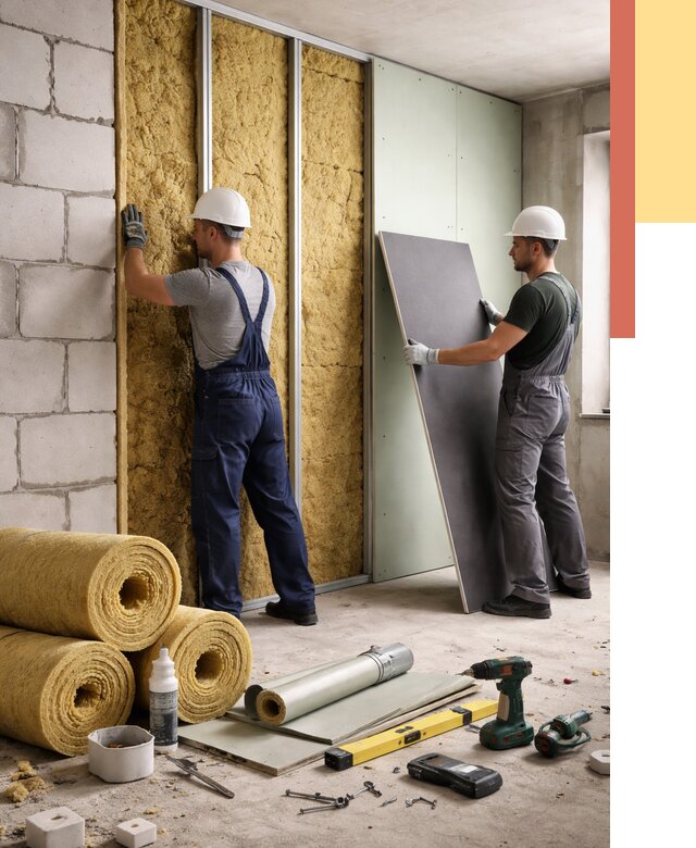 Шумоизоляция перегородок из блоков в Кизляре от 1880 руб./м² — быстро и недорого | ОТДЕЛОЧНИК-Кзр