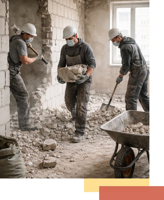 Демонтаж блочных перегородок в Кизляре быстро и аккуратно