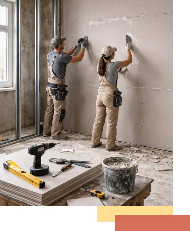 Монтаж двухслойной перегородки из гипсокартона в Кизляре