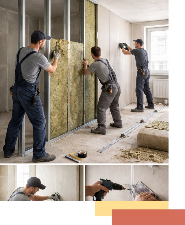 Перегородка из гипсокартона с шумоизоляцией в Кизляре — монтаж под ключ