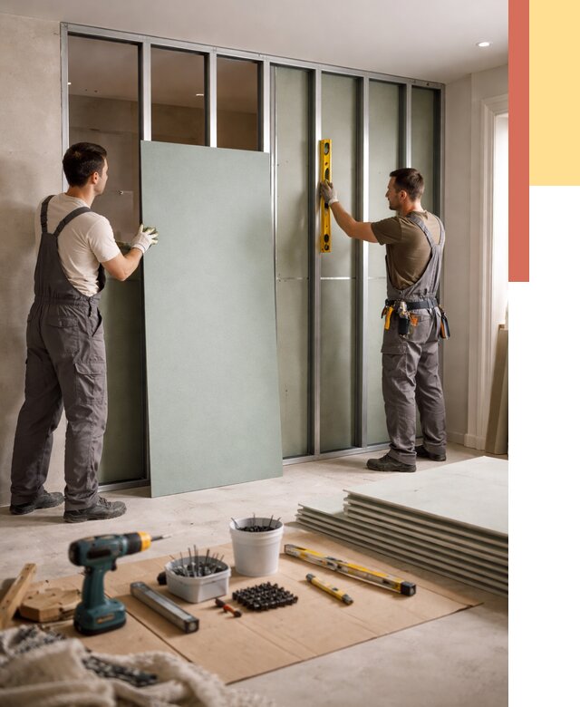 Перегородка из влагостойкого гипсокартона в Кизляре от 4877 руб. — монтаж под ключ | ОТДЕЛОЧНИК-Кзр