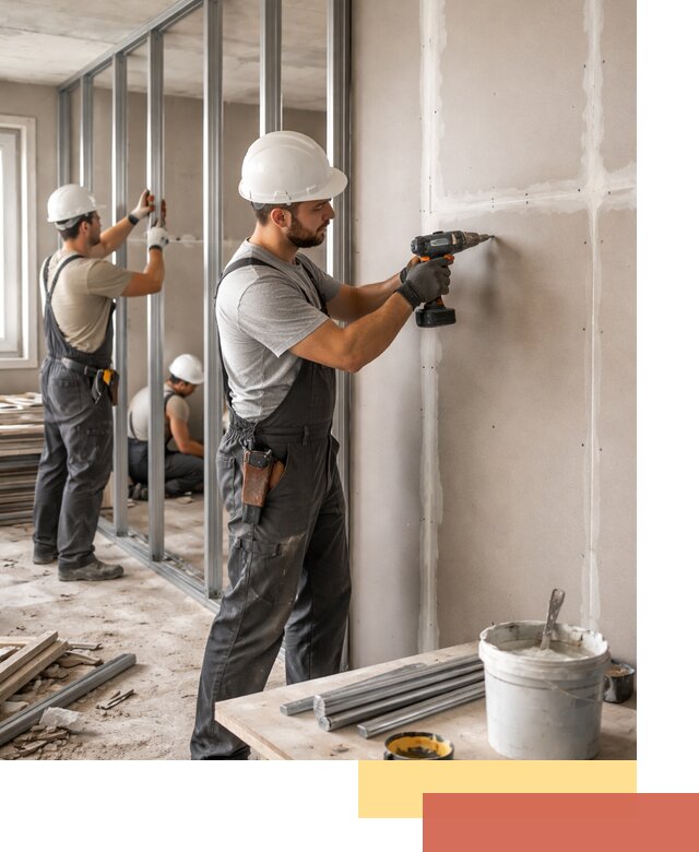 Перегородки из огнестойкого гипсокартона в Кизляре под ключ