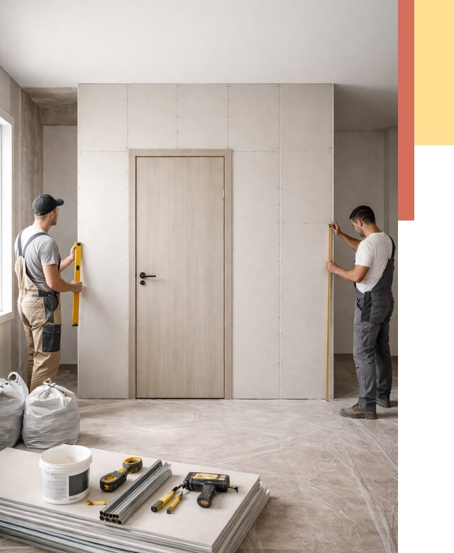 Перегородка из гипсокартона с дверью в Кизляре от 4572 руб. под ключ | ОТДЕЛОЧНИК-Кзр