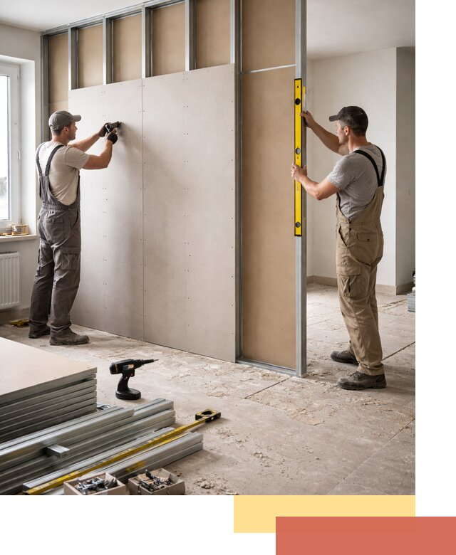 Зонирующая перегородка из гипсокартона под ключ в Кизляре