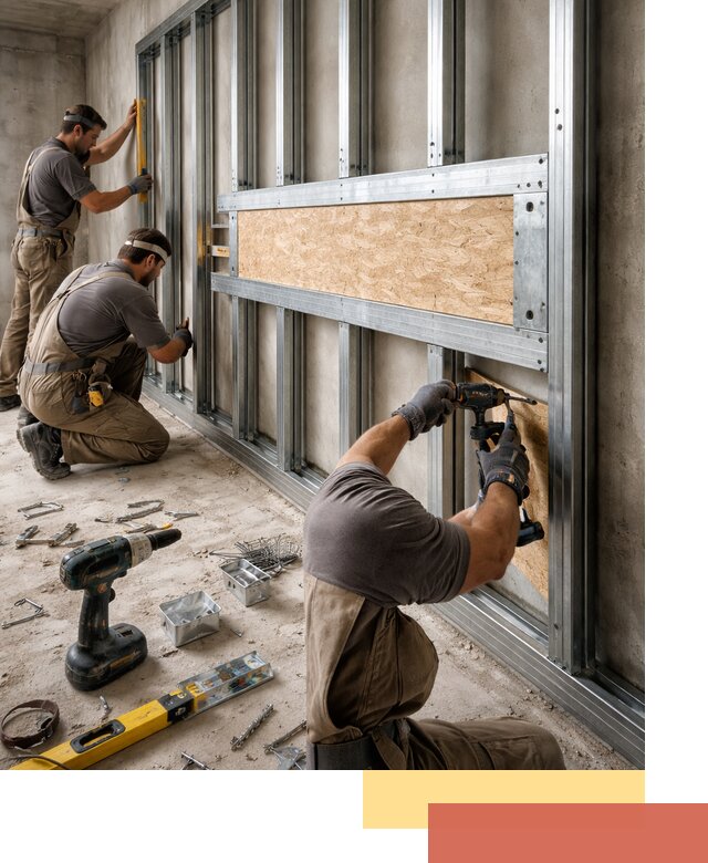 Усиленная перегородка для крепления тяжёлых конструкций в Кизляре