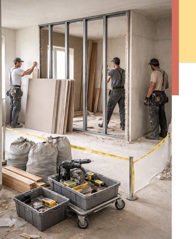 Перенос гипсокартонной перегородки в Кизляре под ключ от 4572 руб. | Демонтаж и монтаж – ОТДЕЛОЧНИК-Кзр