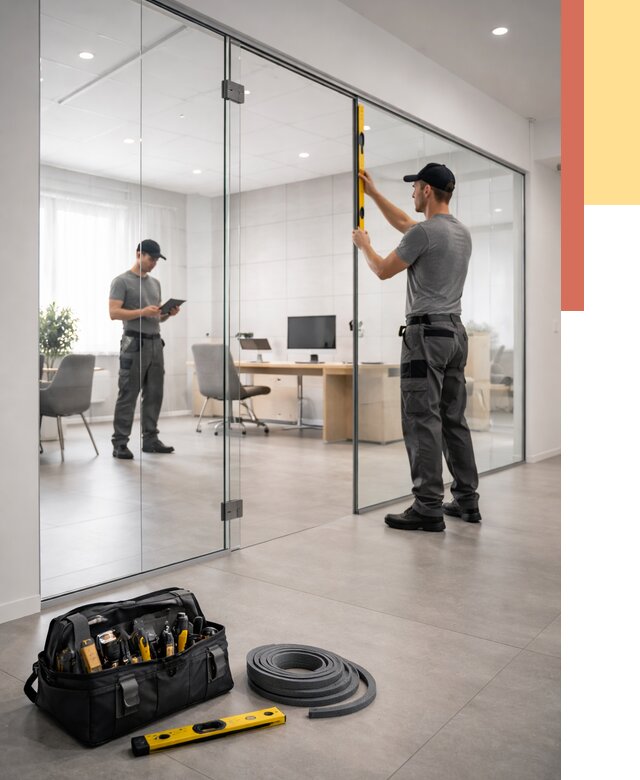 Цельностеклянные перегородки под ключ в Кизляре от 9653 руб. — монтаж и цены | ОТДЕЛОЧНИК-Кзр