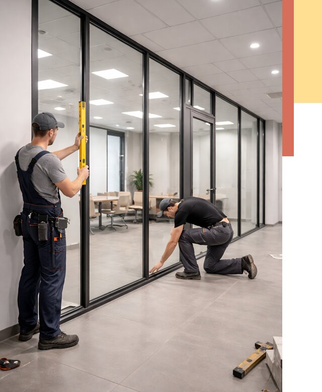 Каркасные стеклянные перегородки в Кизляре под ключ от 9348 руб. | ОТДЕЛОЧНИК-Кзр