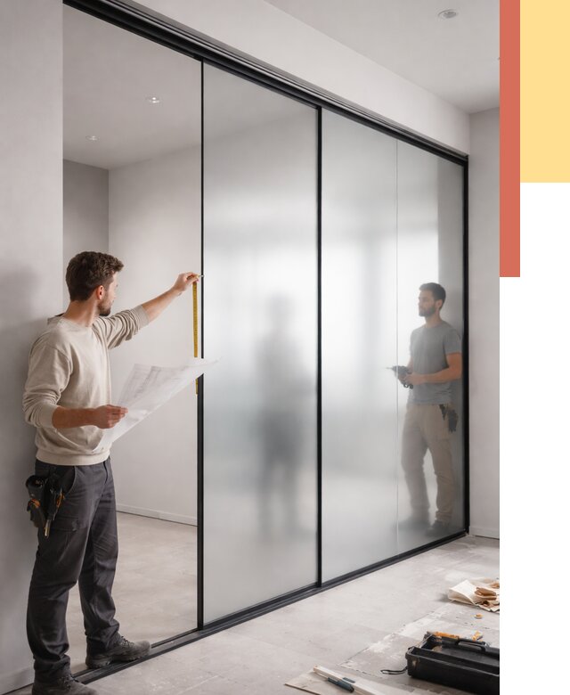 Матовые стеклянные перегородки в Кизляре от 8637 руб. — монтаж и установка | ОТДЕЛОЧНИК-Кзр