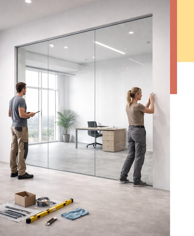 Перегородки из закаленного стекла в Кизляре от 9653 руб. под ключ | ОТДЕЛОЧНИК-Кзр