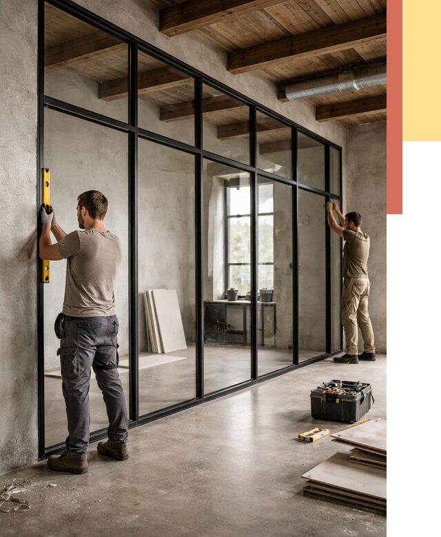 Стеклянные перегородки лофт в Кизляре от 10669 руб. под ключ | ОТДЕЛОЧНИК-Кзр