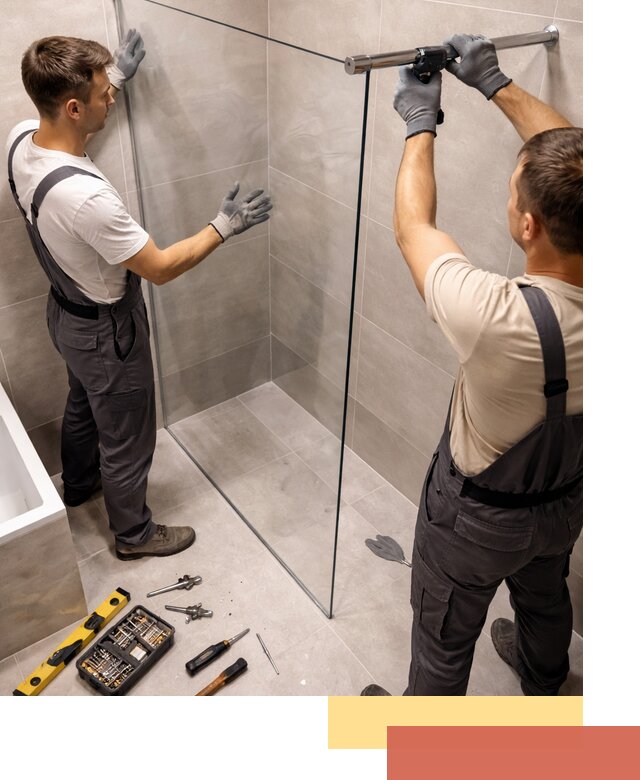 Стеклянные перегородки для душа в Кизляре — изготовление и монтаж