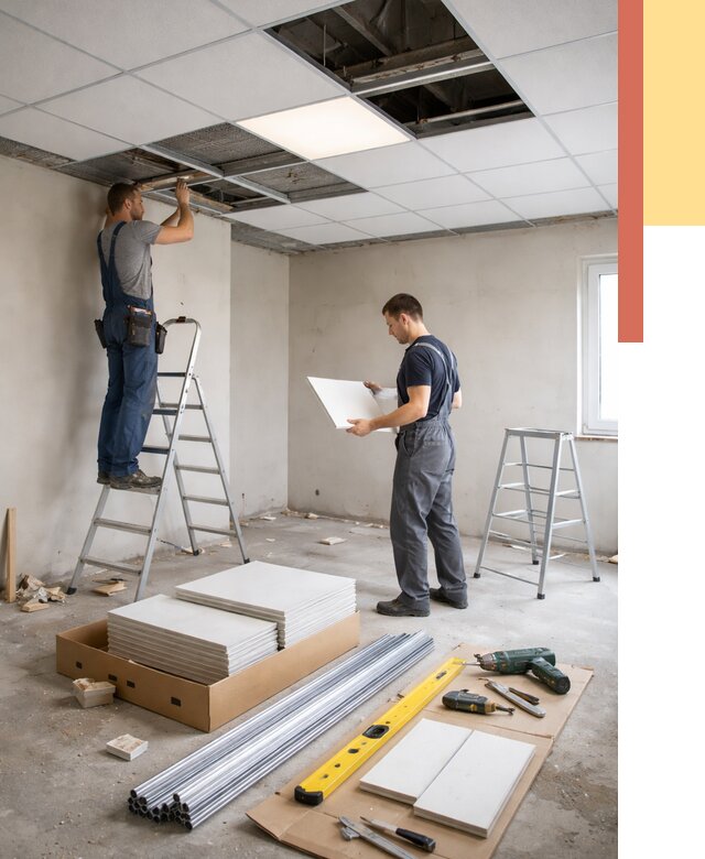 Монтаж потолка армстронг в Кизляре от 4572 руб/м2 — быстрая установка под ключ | ОТДЕЛОЧНИК-Кзр