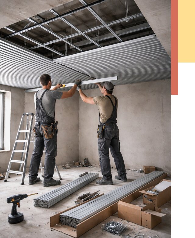 Монтаж реечного потолка в Кизляре от 4572 руб. под ключ | ОТДЕЛОЧНИК-Кзр