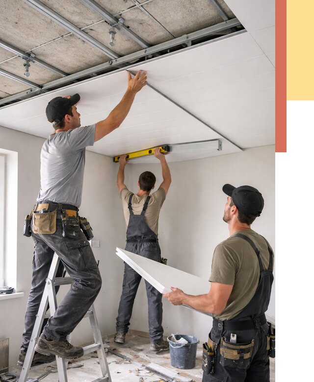 Монтаж потолка из ПВХ панелей в Кизляре от 3556 руб./м2 — быстро и недорого | ОТДЕЛОЧНИК-Кзр