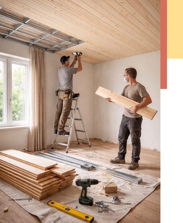 Монтаж потолка из вагонки в Кизляре от 6605 руб. | Быстро и недорого — ОТДЕЛОЧНИК-Кзр