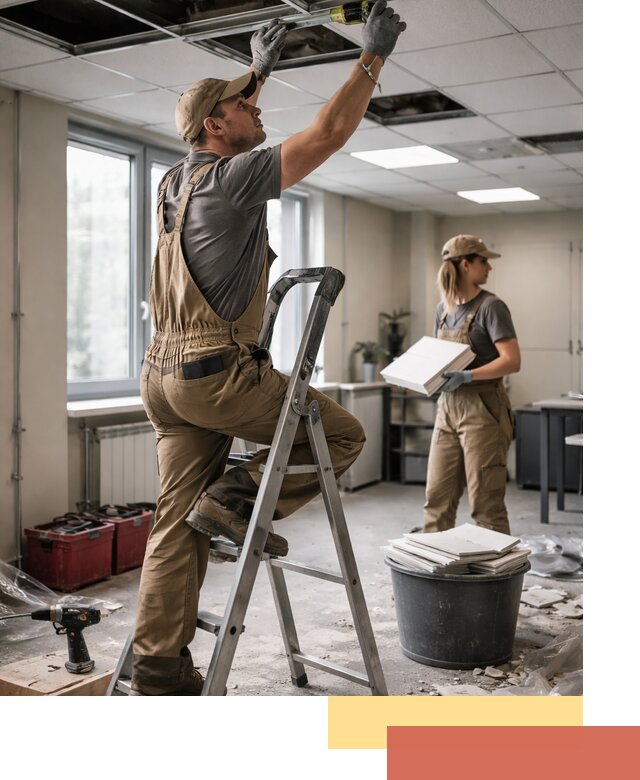 Ремонт потолка Армстронг и замена плит в Кизляре