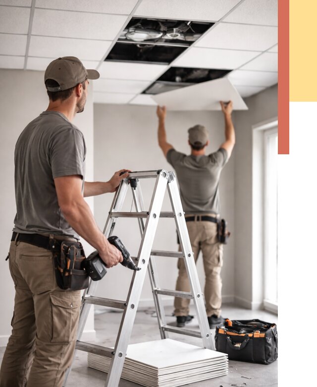 Обслуживание подвесного потолка в Кизляре от 3556 руб. — быстро и недорого | ОТДЕЛОЧНИК-Кзр