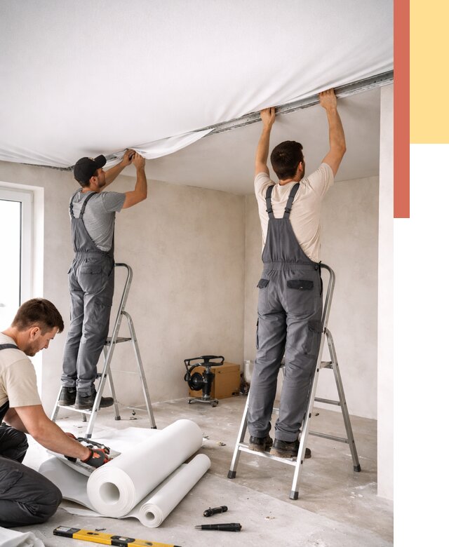 Монтаж тканевого натяжного потолка в Кизляре от 3556 руб. под ключ | ОТДЕЛОЧНИК-Кзр